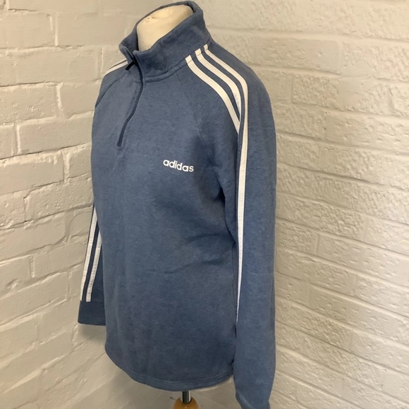 Adidas Quarter Zip Sweatshirt - Size L - Blue & White - P2P 21” - Picture 4 of 11